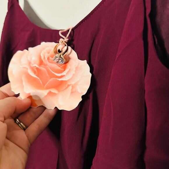 NWT Show Me Your Mumu Caitlin Ruffle Merlot Chiffon Maxi Dress Size Small - Picture 5 of 11